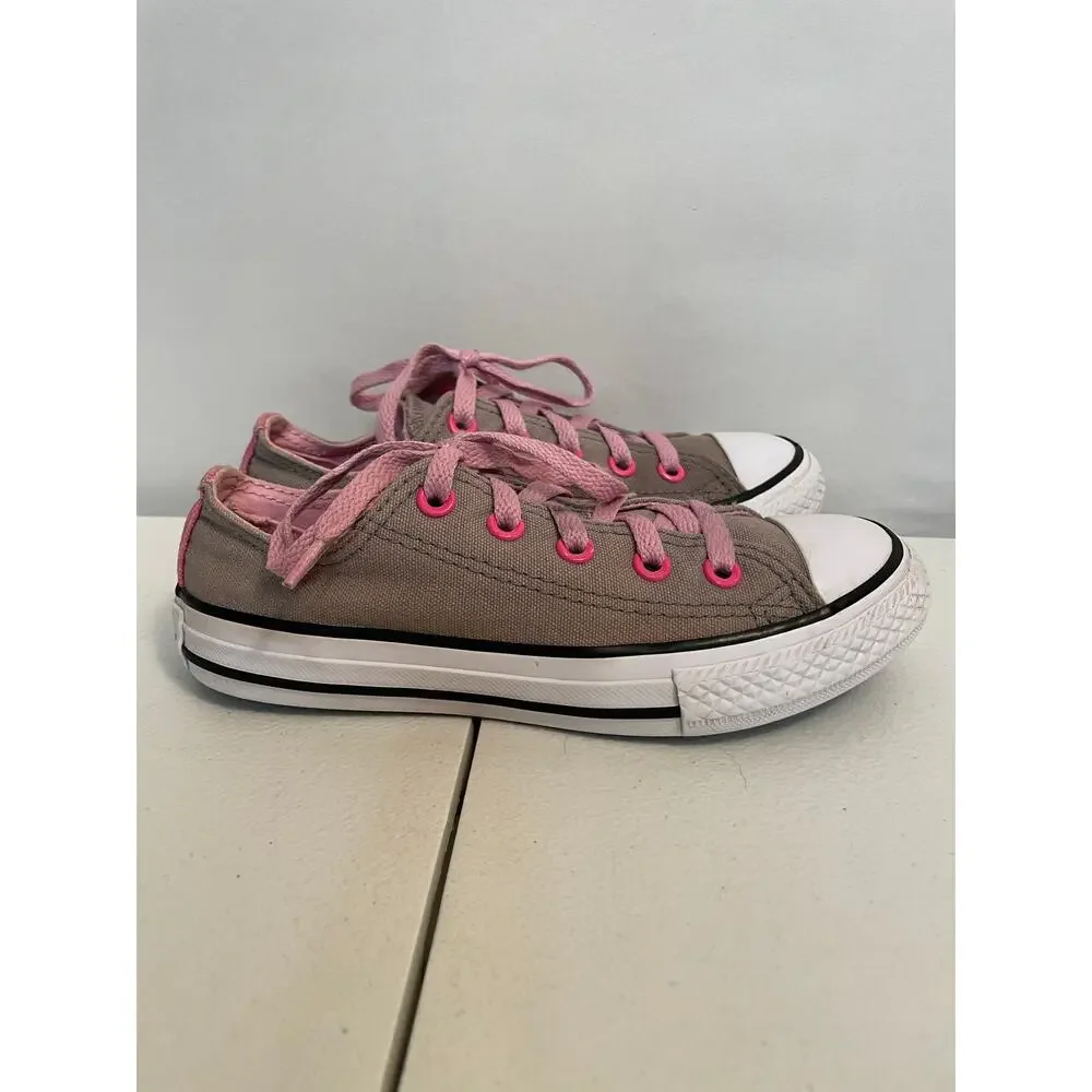 Converse All Star Chuck‎ Taylor’s girls 12.5 Double Tongue OX Grey Pink low top